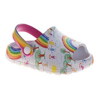 Crayola Kids Rainbow Graphic Clogs Lightweight Slip-On Casual Shoes