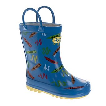 Crayola Kids Waterproof Pull-On Rubber Rain Boots With Easy Carry Handles