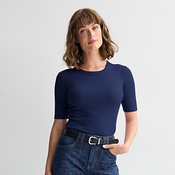 Petite Sonoma Goods For Life® Crewneck Elbow Sleeve Tee