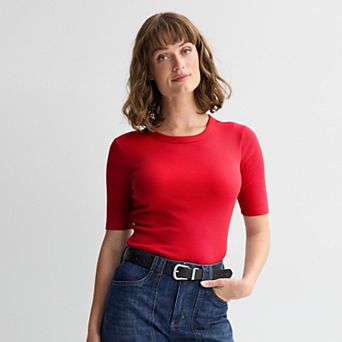 Petite Sonoma Goods For Life® Crewneck Elbow Sleeve Tee