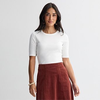 Petite Sonoma Goods For Life® Crewneck Elbow Sleeve Tee