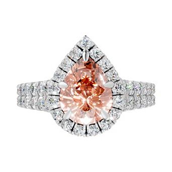 Diamond Medley Sterling Silver Gemstone & 1 Carat T.W. Lab-Grown Diamond Teardrop Halo Ring