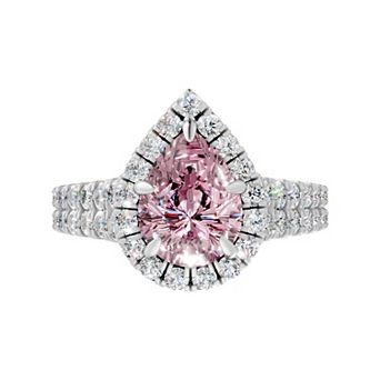 Diamond Medley Sterling Silver Gemstone & 1 Carat T.W. Lab-Grown Diamond Teardrop Halo Ring
