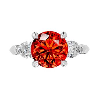 Diamond Medley Sterling Silver Gemstone & 1 Carat T.W. Lab-Grown Diamond 3-Stone Ring