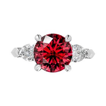 Diamond Medley Sterling Silver Gemstone & 1 Carat T.W. Lab-Grown Diamond 3-Stone Ring