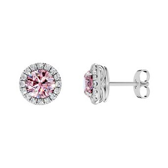 Diamond Medley Sterling Silver Gemstone & 1/3 Carat T.W. Lab-Grown Diamond Halo Stud Earrings