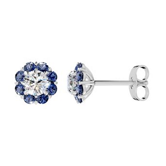 Diamond Medley 10k White Gold Gemstone & 5/8 Carat T.W. Lab-Grown Diamond Floral Earrings