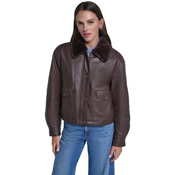 Women's Levi's® Faux Leather Chore Coat with Faux Fur Lining