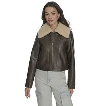 Women's Levi's® Faux Leather Aviator Jacket with Sherpa Collar