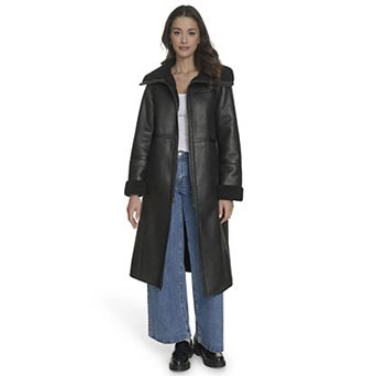 Juniors' Levi's® Long Faux Shearling Coat with Sherpa Collar