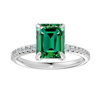 Diamond Medley Sterling Silver Emerald-Cut Gemstone & 1/3 Carat T.W. Lab-Grown Diamond Ring