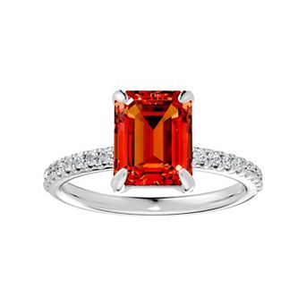 Diamond Medley Sterling Silver Emerald-Cut Gemstone & 1/3 Carat T.W. Lab-Grown Diamond Ring