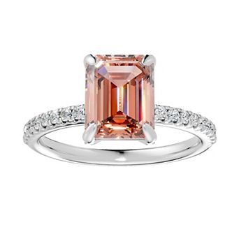Diamond Medley Sterling Silver Emerald-Cut Gemstone & 1/3 Carat T.W. Lab-Grown Diamond Ring