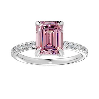 Diamond Medley Sterling Silver Emerald-Cut Gemstone & 1/3 Carat T.W. Lab-Grown Diamond Ring