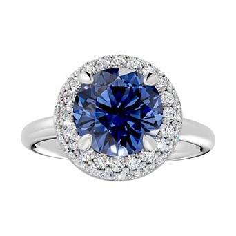 Diamond Medley Sterling Silver Gemstone & 1/2 Carat T.W. Lab-Grown Diamond Halo Ring