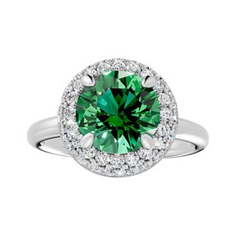 Diamond Medley Sterling Silver Gemstone & 1/2 Carat T.W. Lab-Grown Diamond Halo Ring