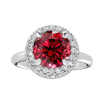 Diamond Medley Sterling Silver Gemstone & 1/2 Carat T.W. Lab-Grown Diamond Halo Ring