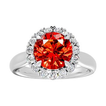 Diamond Medley Sterling Silver Gemstone & 1/2 Carat T.W. Round Lab-Grown Diamond Halo Ring