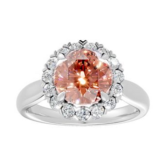 Diamond Medley Sterling Silver Gemstone & 1/2 Carat T.W. Round Lab-Grown Diamond Halo Ring