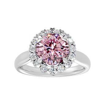Diamond Medley Sterling Silver Gemstone & 1/2 Carat T.W. Round Lab-Grown Diamond Halo Ring