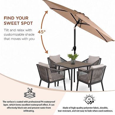 10FT Patio Umbrella,With Push Button Tilt,Crank Mechanism,Not Include Umbrella Base,Garden