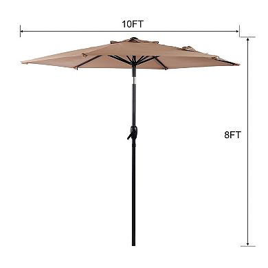 10FT Patio Umbrella,With Push Button Tilt,Crank Mechanism,Not Include Umbrella Base,Garden