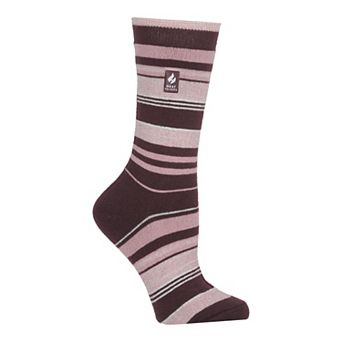 Women's Heat Holders Ultra Lite Heather Stripe Crew Socks