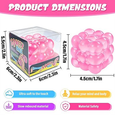 2 Pack Squishy Stress Cube Fidget Toy, Ultra-Soft Squeeze Toy