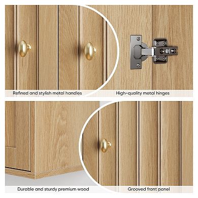 Oak Wall-Mounted Bathroom Cabinet with Double Doors