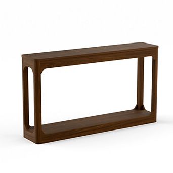 Modern Minimalist Console Table 55.1-inch, for Entryway and Hallway, Walnut Finish