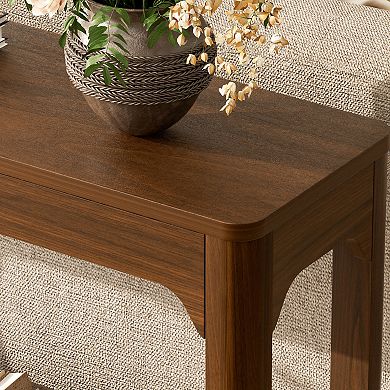 Modern Minimalist Console Table 55.1-inch, for Entryway and Hallway, Walnut Finish