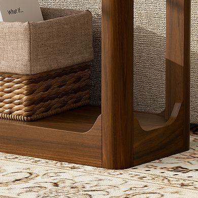 Modern Minimalist Console Table 55.1-inch, for Entryway and Hallway, Walnut Finish