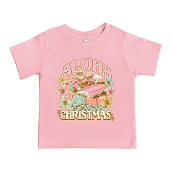 Aloha Christmas Surfing Santa - Toddler Short Sleeve Graphic T-Shirt