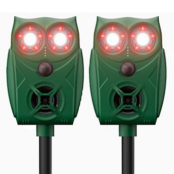 PATIOEASY 2 Pack Solar Ultrasonic Animal Repeller Trap with Motion Sensor LED Flash