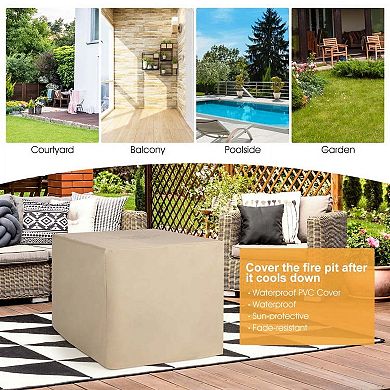 9 Pieces Black Outdoor Wicker Sectional Set with 35 Inch Gas Fire Pit Table for Back Deck