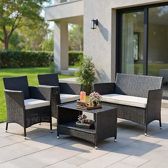 3 pc Acacia Wood Patio Rocking Chair Set with Matching Outdoor Side Table