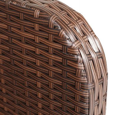 5 Pieces All Weather Rattan Patio Sofa Ottoman Set with Cushions for Outdoor Back Deck