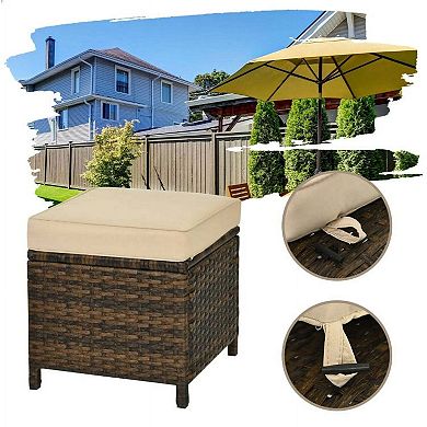 6 Pieces All Weather Rattan Patio Dining Sofa Conversation Set for Outdoor Back Deck