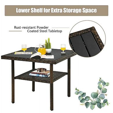 6 Pieces All Weather Rattan Patio Dining Sofa Conversation Set for Outdoor Back Deck