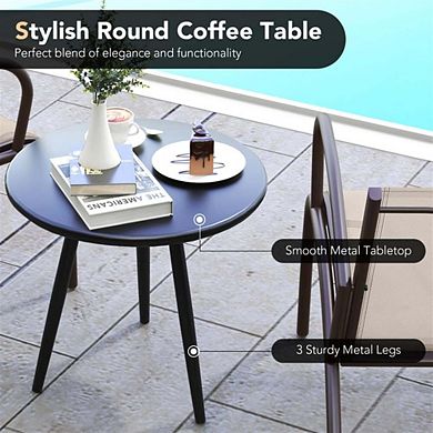 White Folding Patio Chair and Table Set with Soft Comfortable Seat Cushions