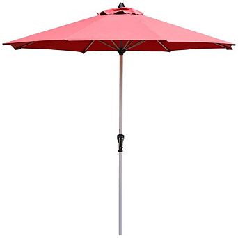 9ft Market Patio Umbrella Aluminum Pole Without Weight Base Dark Red Outdoor