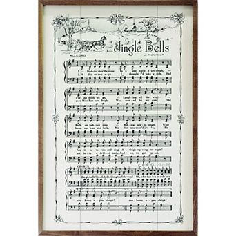 Kendrick Home Jingle Bells Framed Sheet Music Wall Art