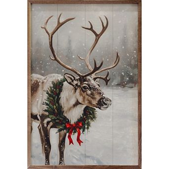 Kendrick Home Reindeer with Wreath Wall Art