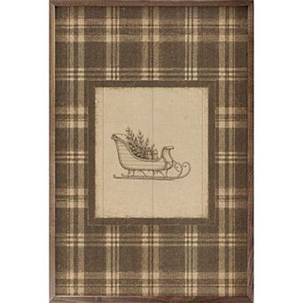 Kendrick Home Woodland Sleigh Plaid Wall Art