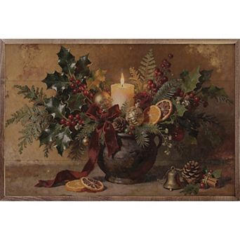 Kendrick Home Holiday Hearth Arrangement Framed Wall Art