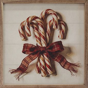 Kendrick Home Candy Cane Bow Wall Art