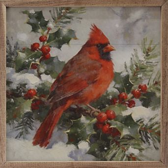 Kendrick Home Winter Cardinal Branch Wall Art