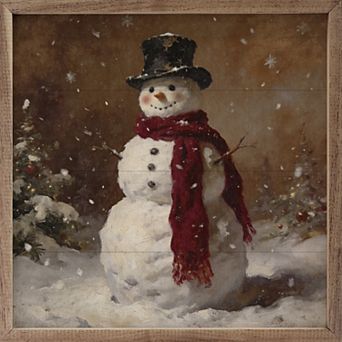 Kendrick Home Woodland Snowman Framed Wall Art