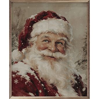 Kendrick Home Storybook Santa Framed Wall Art
