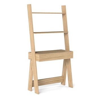 Costway Home Office Ladder Desk Wall-Leaning Laptop Workstation with Storage Shelves